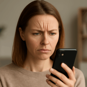 Stirnfalten durch Runzeln